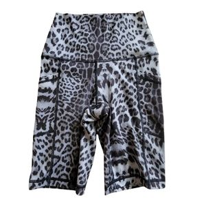 Yogalicious Lux Black and Grey Leopard Biker Short